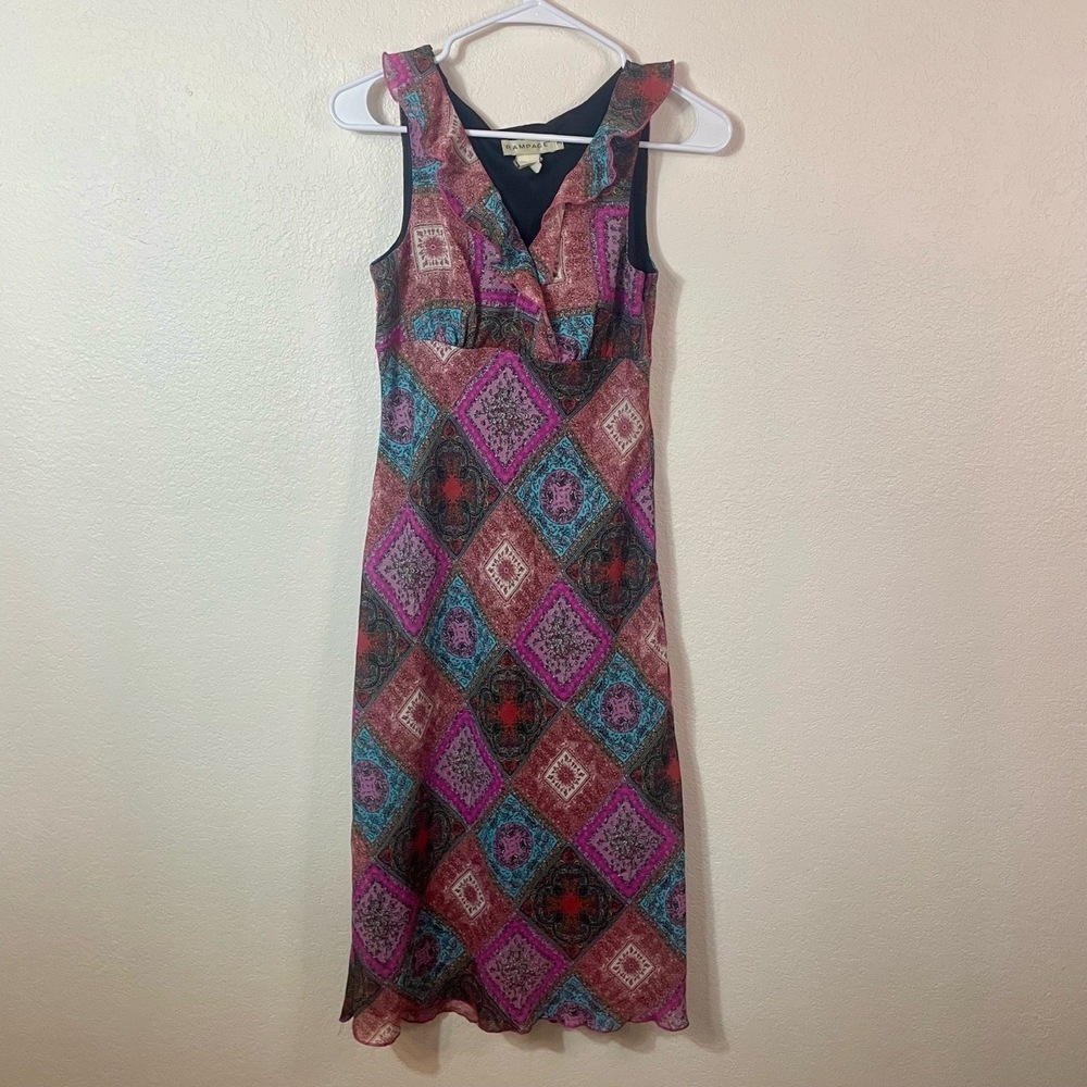 Rampage Dress Womens Size 3 Multicolored Sleeveless Y2K Vintage Paisley